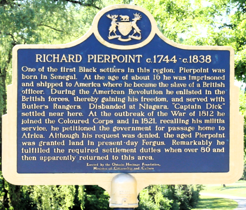 Richard Pierpoint Plaque in St. Catharines